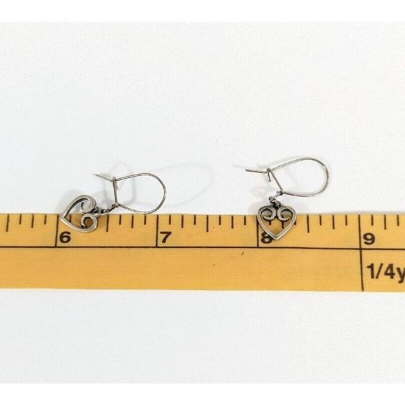 Heart Shaped James Avery Retired Dangle Earrings 925 Sterling Silver Scrolled - Picture 10 of 10